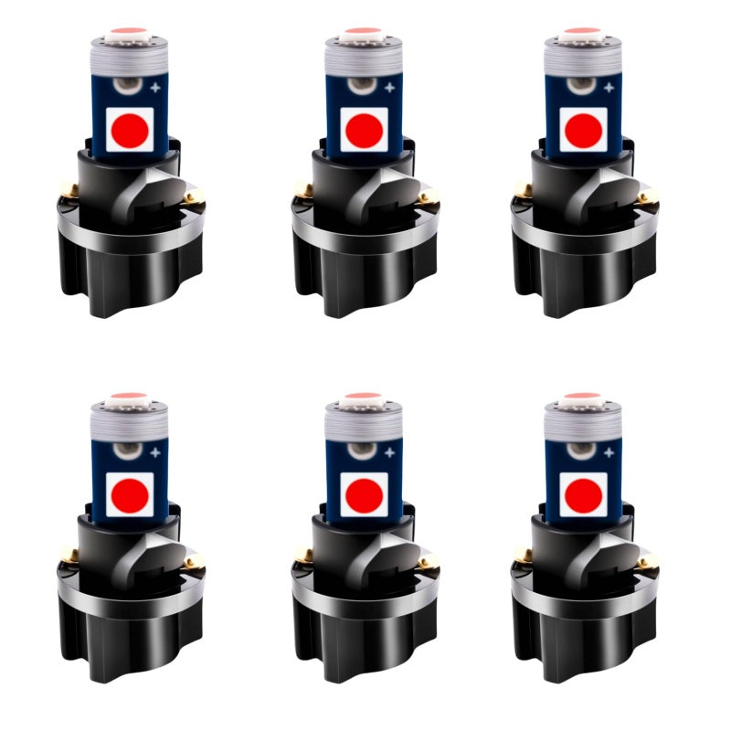 WLJH 6pcs Canbus Error Free T5 74 37 27 17 2721 3030SMD Led Dash Lights Bulbs Gauge Cluster Dashboard Instrument Panel Light Lamps Bulb Twist Lock Socket (Red) - Image 1